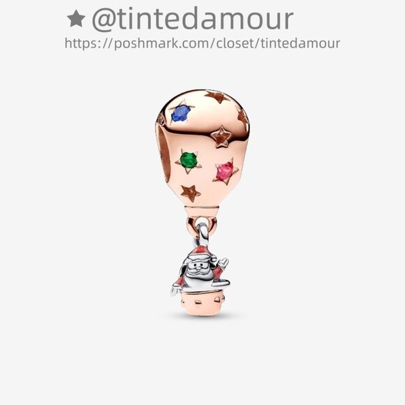 Pandora Two-tone Santa Claus in Hot Air Balloon Charm|Pendant - Picture 1 of 2